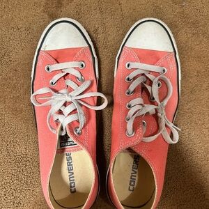 Converse Low-Top Canvas Sneakers in Coral